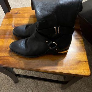 Black Vince Camuto Boots with Gold Accents